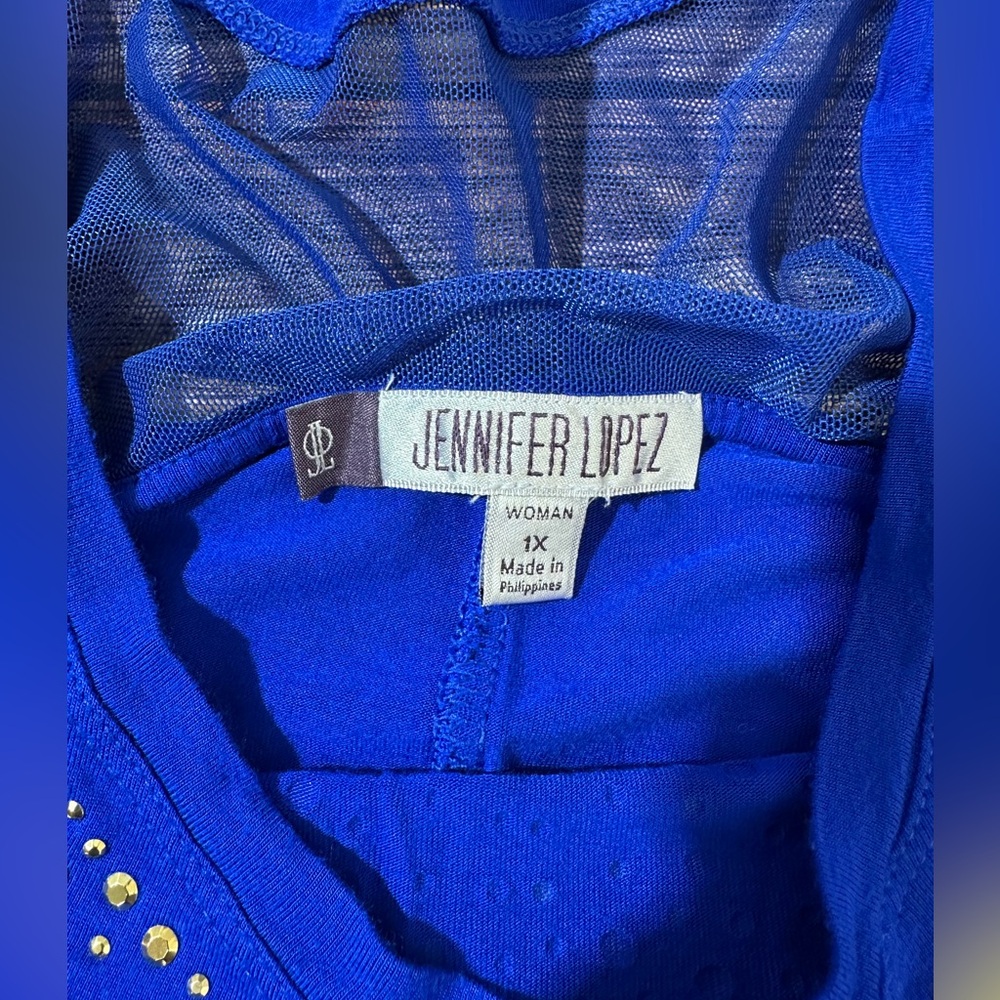 Jennifer Lopez Women’s 1X Royal Blue Embellished Tank Top Lightweight | SKU 0705 - Picture 4 of 7